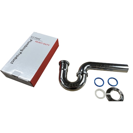 Ez-Fluid 1-1/2in Heavy Duty 17GA Brass P-TRAP w/ Brass Nuts Drain Chrome Plated EZP112112